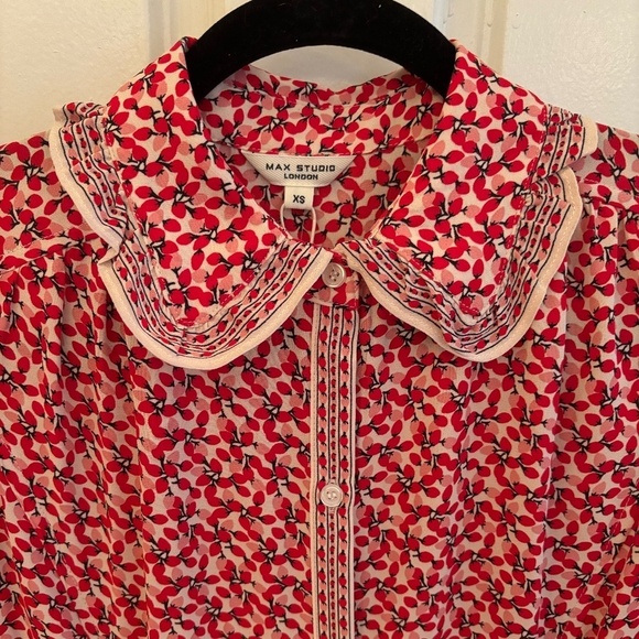 NWT Max Studio London Strawberry Button Up Maxi Dress XS - Picture 4 of 11